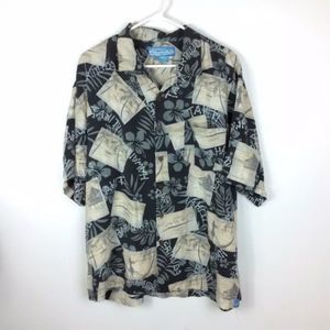 Bermuda Bay 100% Silk Hawaiian Button Up Shirt Size XL